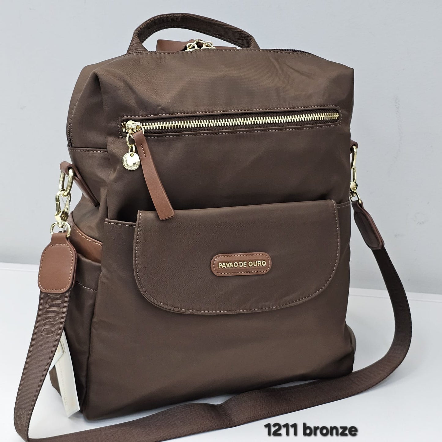 1211 Mochila Feminina Pavão de Ouro Nylon