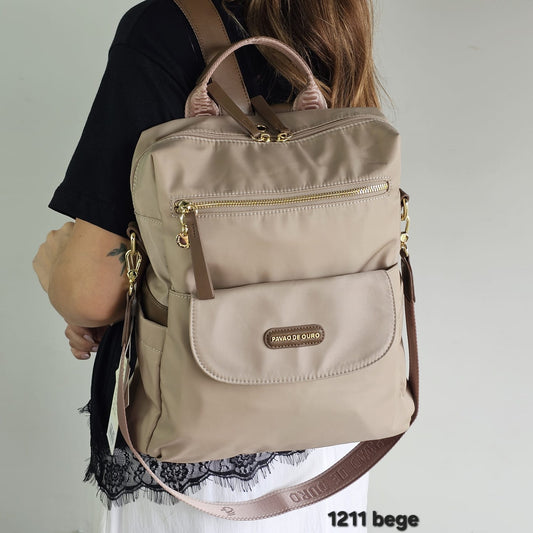 1211 Mochila Feminina Pavão de Ouro Nylon