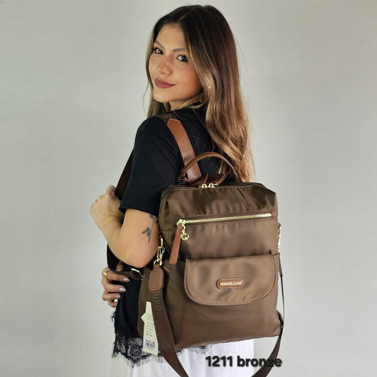 1211 Mochila Feminina Pavão de Ouro Nylon