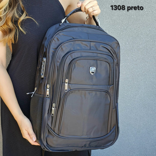 1308 Mochila Masculina Lucky Girl Executiva Red Flamingo ? Robusta, Segura e Tecnológica