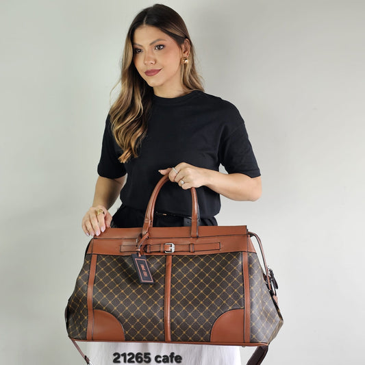 21265 Bolsa de Viagem Lace Lore Monograma em PU com Alça Transversal