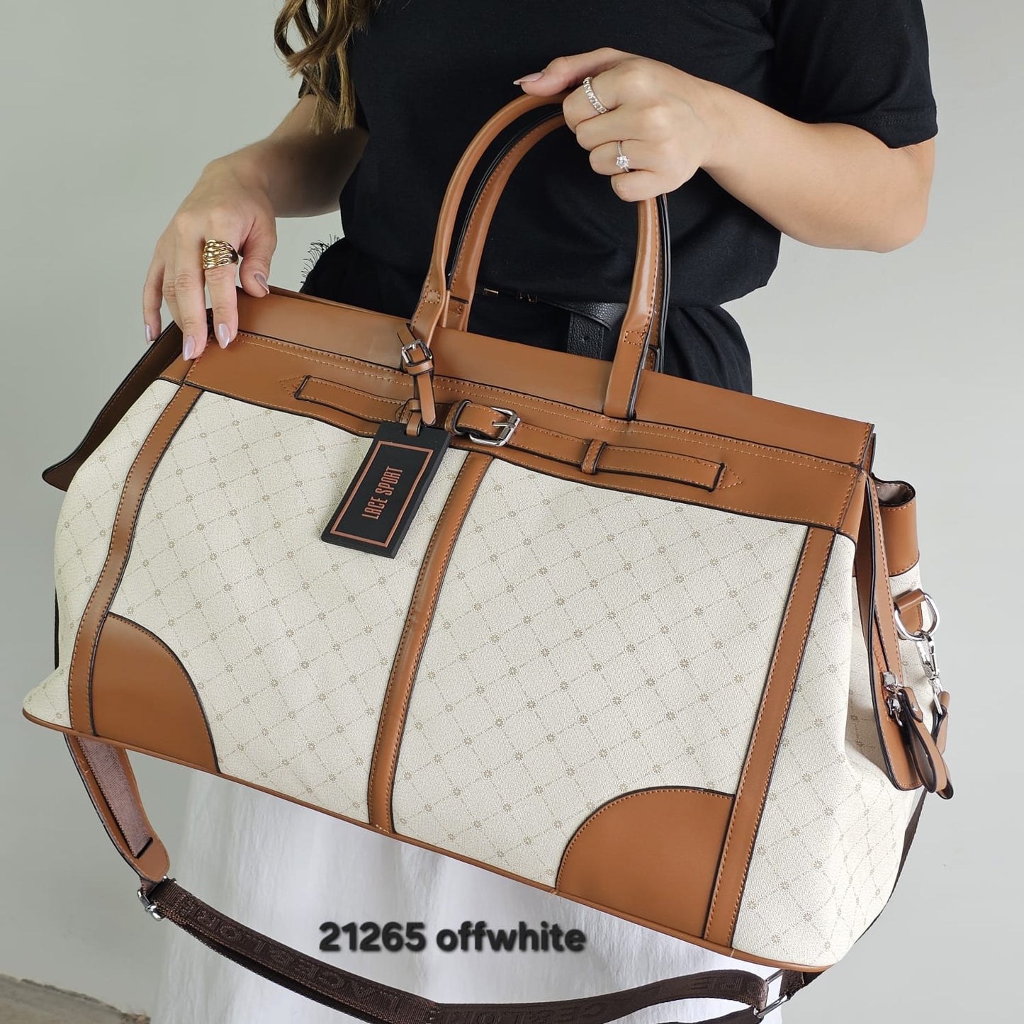21265 Bolsa de Viagem Lace Lore Monograma em PU com Alça Transversal