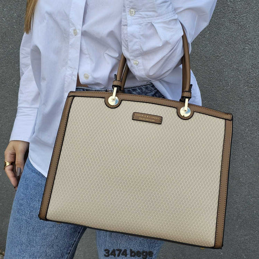 3474 Bolsa Feminina de Ombro Veryrio Estruturada com Textura Tressê