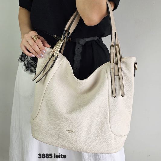 3885 Bolsa Feminina Hobo de Ombro em Poliuretano PU Espaçosa Veryrio