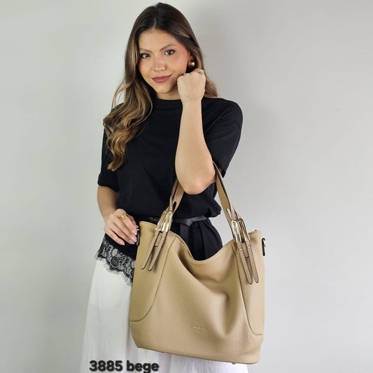 3885 Bolsa Feminina Hobo de Ombro em Poliuretano PU Espaçosa Veryrio
