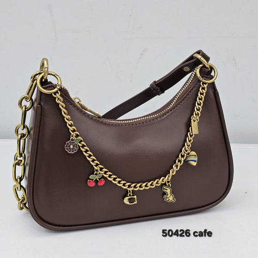 50426 Bolsa de Ombro Berelina Poliuretano PU Minimalista Com Corrente
