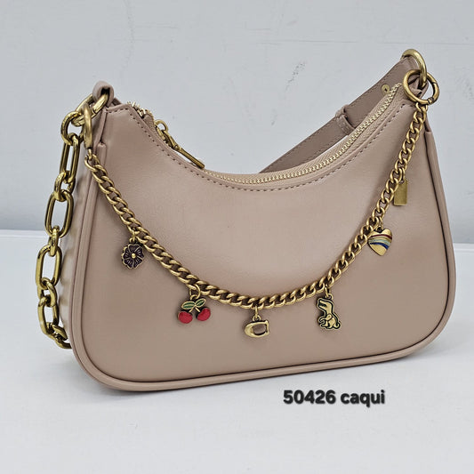 50426 Bolsa de Ombro Berelina Poliuretano PU Minimalista Com Corrente