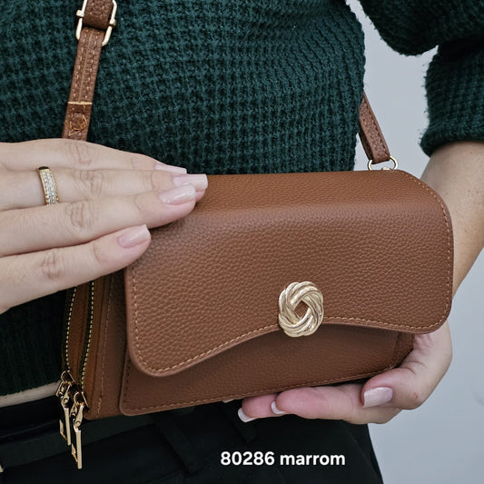 80286 Bolsa Carteira Feminina Berelina Transversal em Poliuretano PU