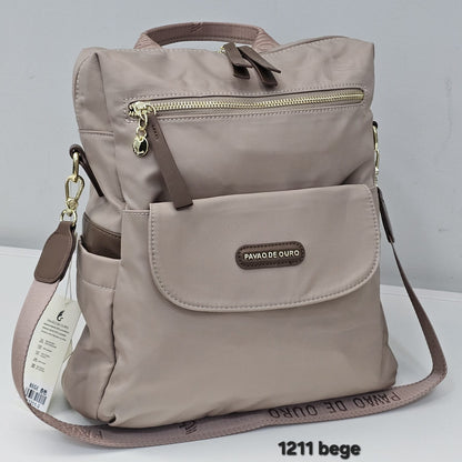 1211 Mochila Feminina Pavão de Ouro Nylon