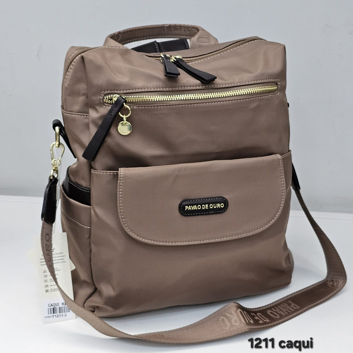1211 Mochila Feminina Pavão de Ouro Nylon