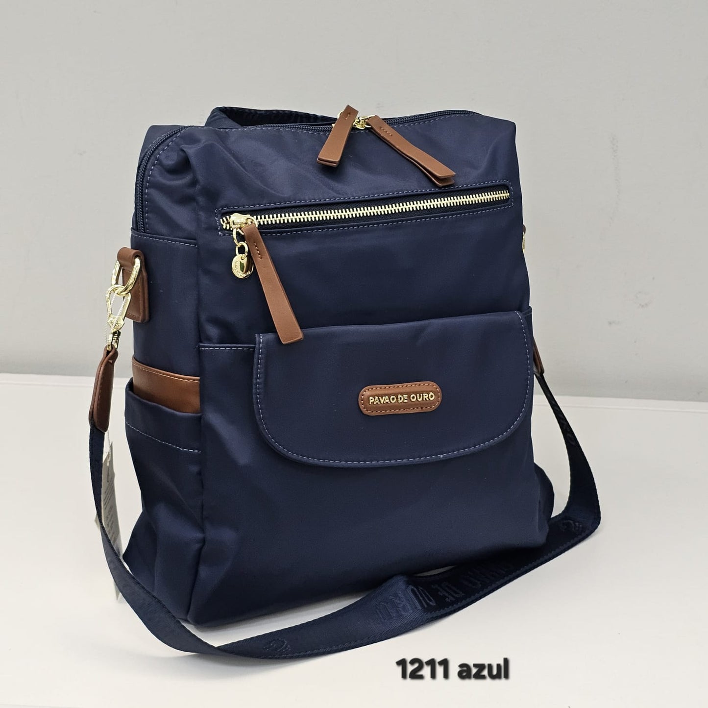 1211 Mochila Feminina Pavão de Ouro Nylon