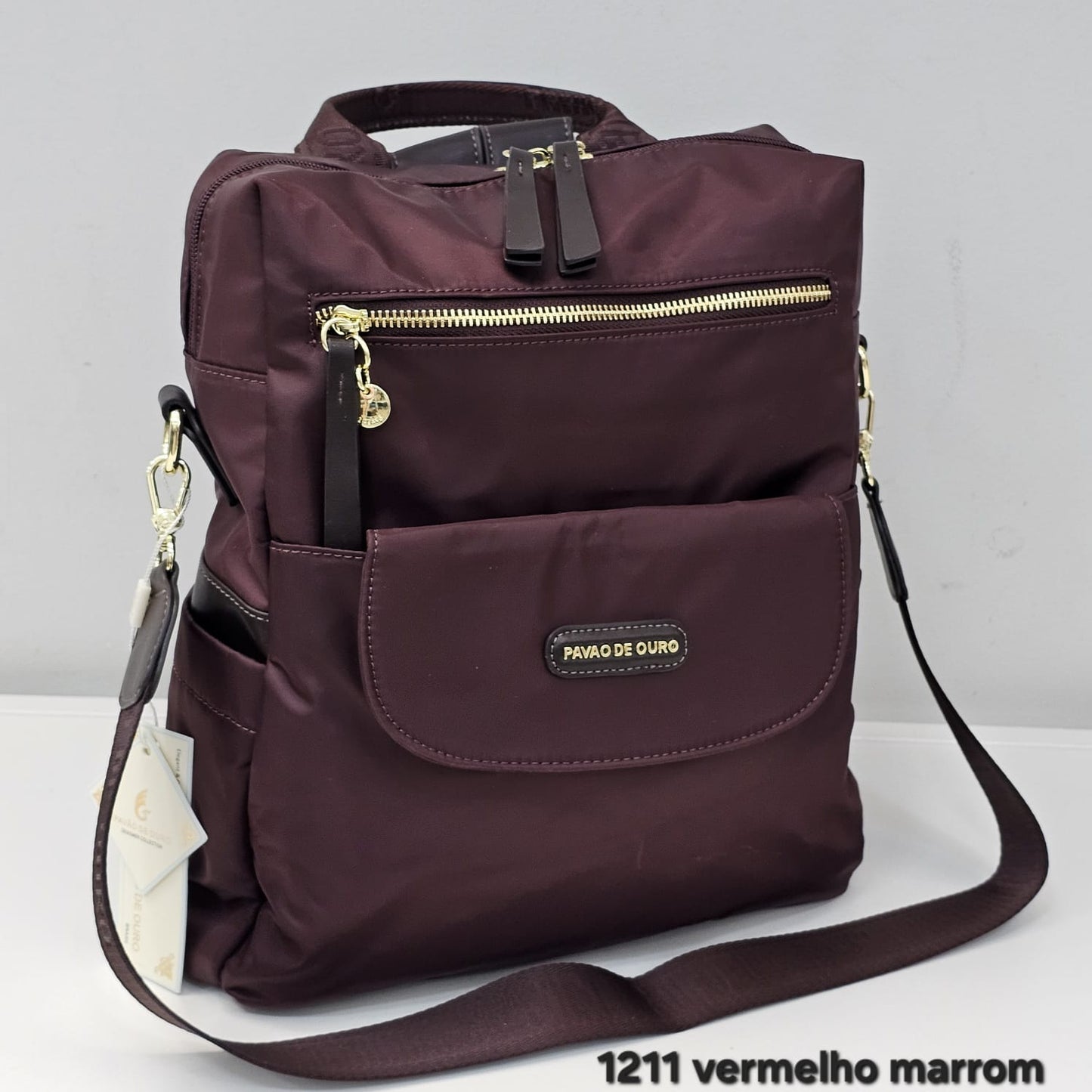 1211 Mochila Feminina Pavão de Ouro Nylon