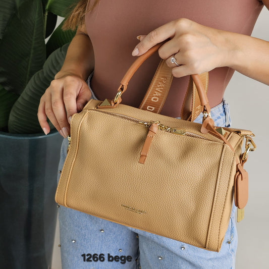 1266 Bolsa Baú Transversal Pavão de Ouro com Alça Larga Personalizada