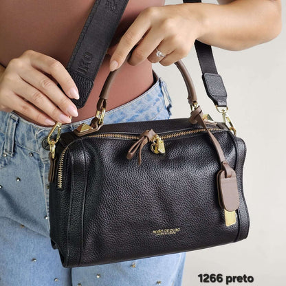 1266 Bolsa Baú Transversal Pavão de Ouro com Alça Larga Personalizada