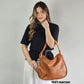 1821 Bolsa Hobo Pavão de Ouro Feminina em PU com Porta-Moedas