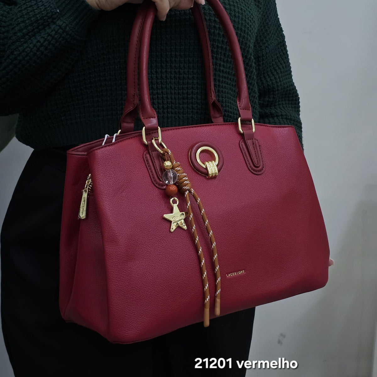 21201 Bolsa Estruturada Lace Lore em Poliuretano PU com Alça Transversal