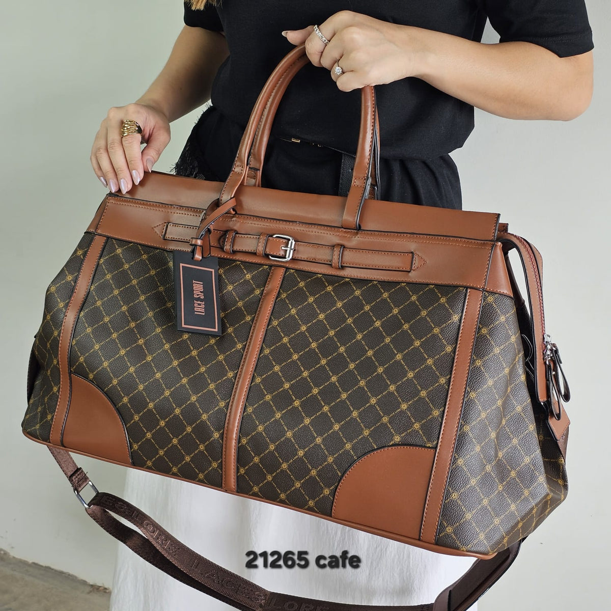 21265  Bolsa de Viagem Lace Lore Monograma em PU com Alça Transversal