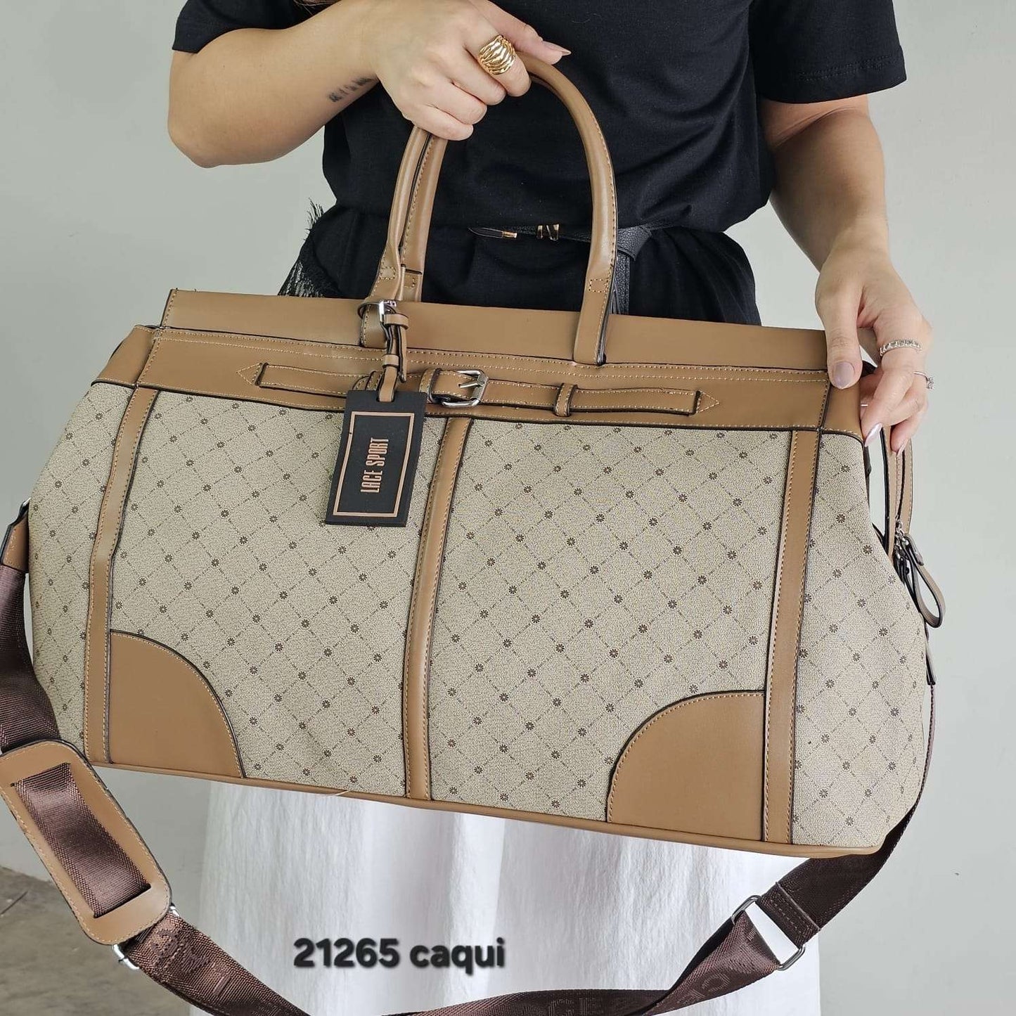 21265  Bolsa de Viagem Lace Lore Monograma em PU com Alça Transversal