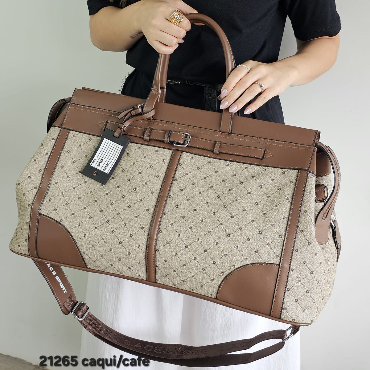 21265  Bolsa de Viagem Lace Lore Monograma em PU com Alça Transversal