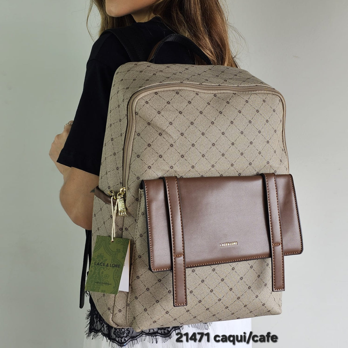 21471 Mochila Feminina Lace Lore Monograma Urbana em PU