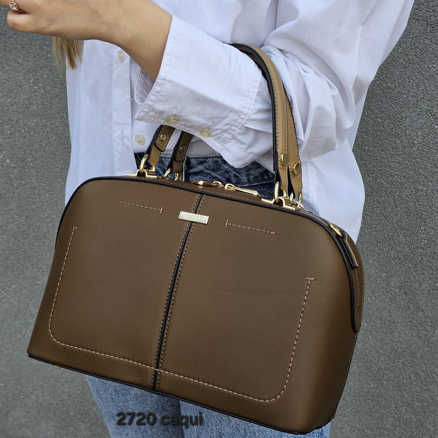 2720 Bolsa Feminina Satchel Veryrio com Divisória Central em PU