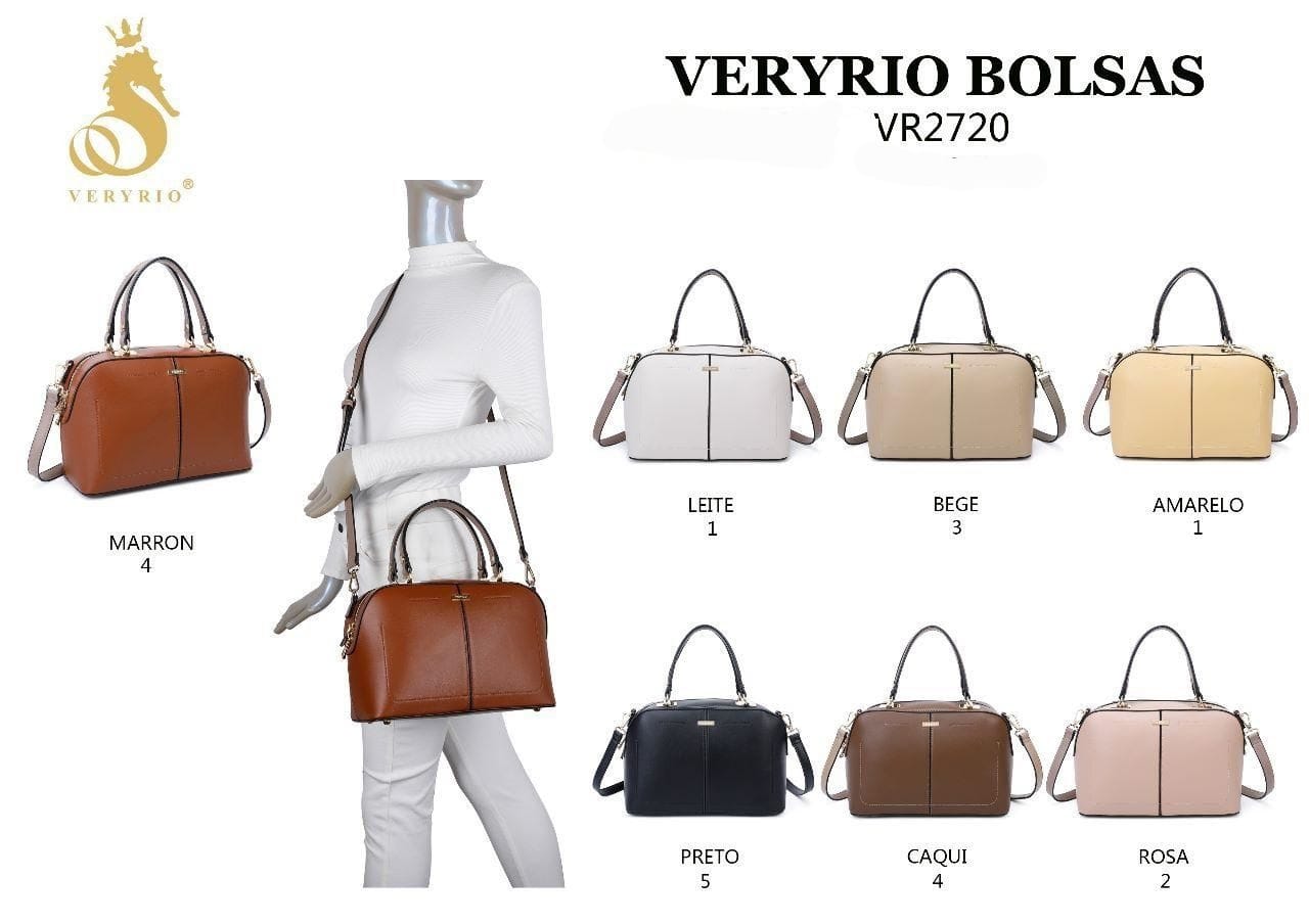 2720 Bolsa Feminina Satchel Veryrio com Divisória Central em PU