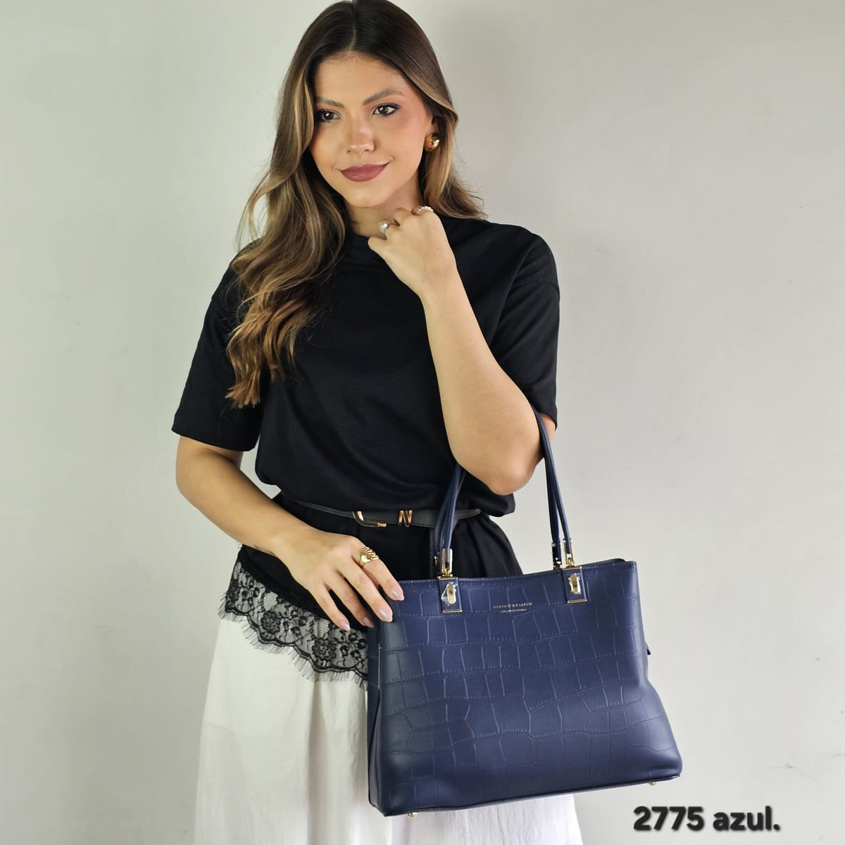 2775 Bolsa de Ombro Feminina Tote em Poliuretano PU Clássica Veryrio