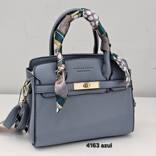 4163 Bolsa Feminina Veryrio com Lenço Decorativo e Detalhe Metálico