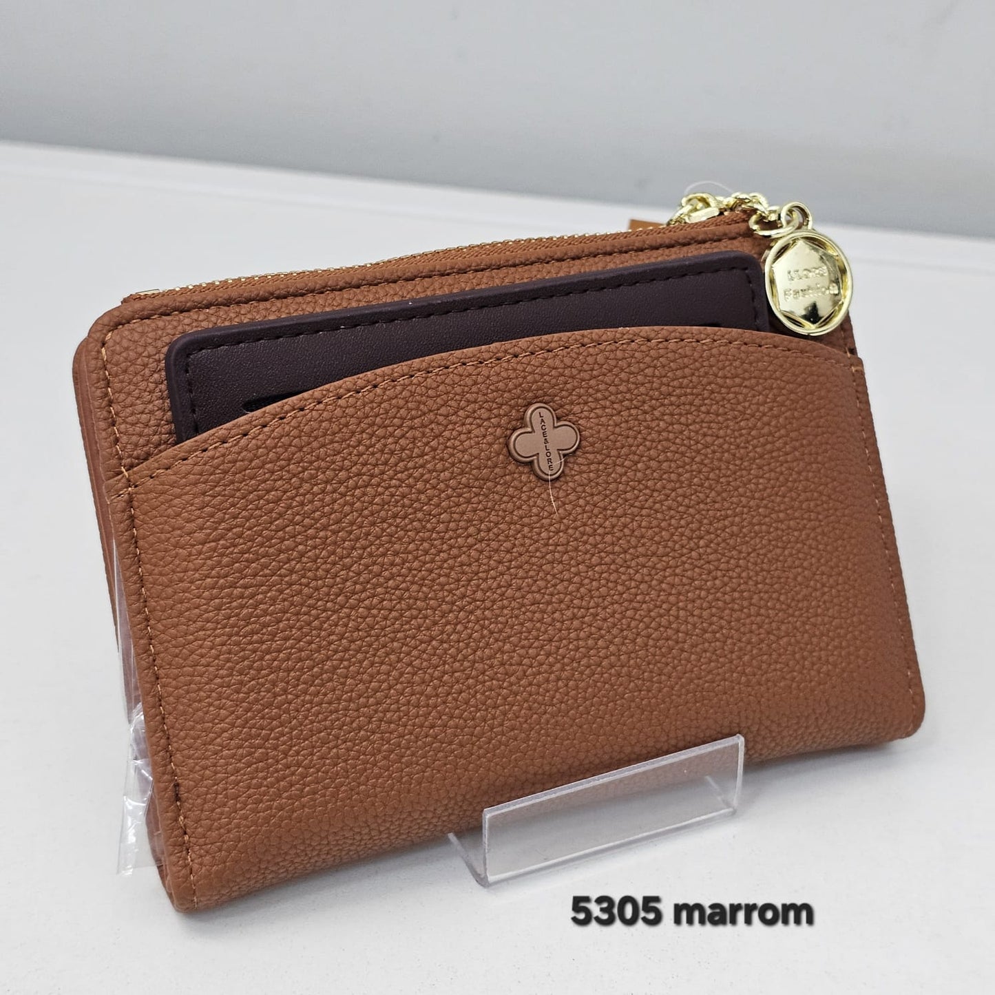 5305 Carteira Feminina Lace Lore FZ-5305 em Poliuretano PU com Zíper e Porta Cartões