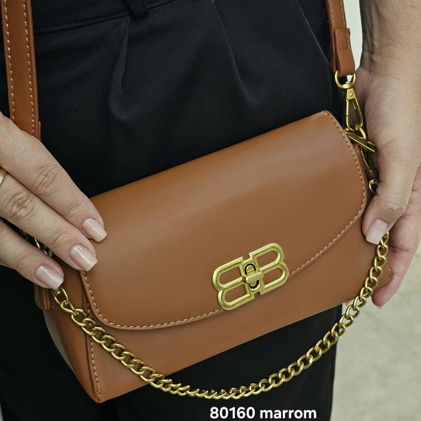 80160 Bolsa Feminina Berelina Transversal Flap em Poliuretano PU