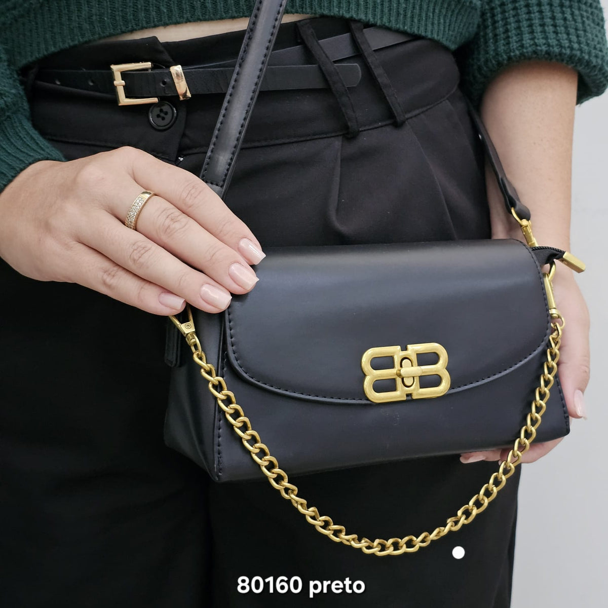 80160 Bolsa Feminina Berelina Transversal Flap em Poliuretano PU