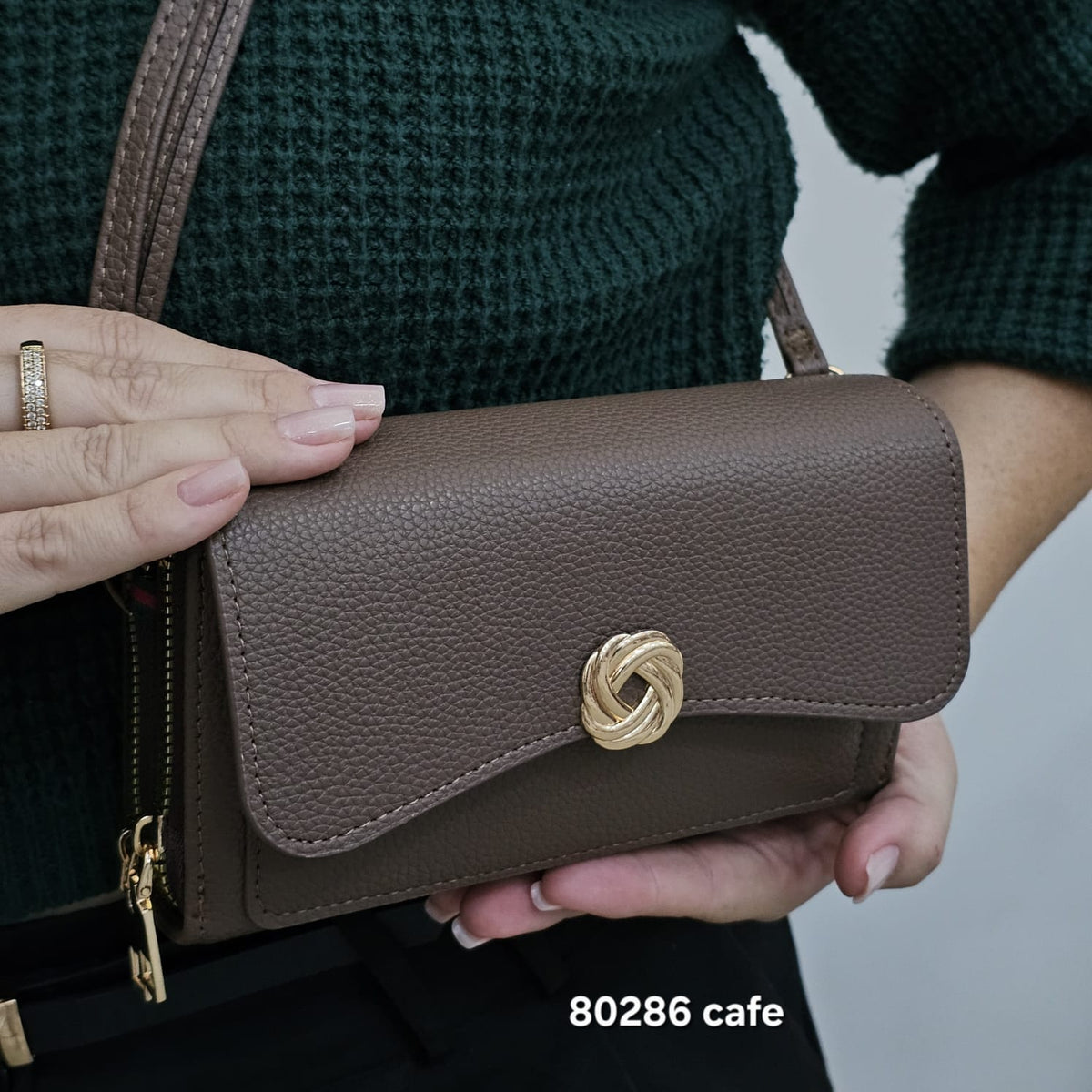 80286 Bolsa Carteira Feminina Berelina Transversal em Poliuretano PU