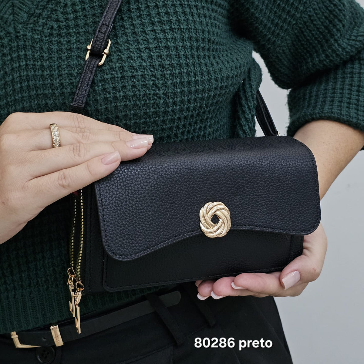 80286 Bolsa Carteira Feminina Berelina Transversal em Poliuretano PU