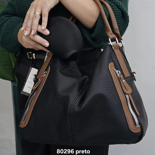 80296 Bolsa Feminina Berelina Hobo de Ombro em Poliuretano PU