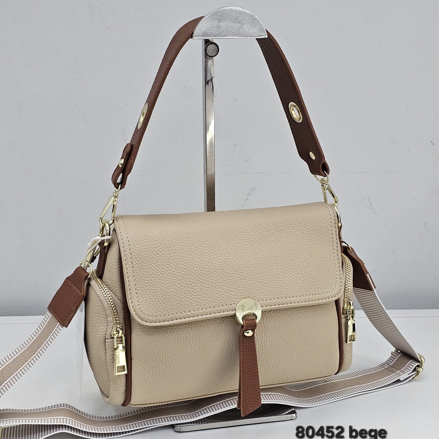 Bolsa Transversal Berelina Poliuretano PU Com Lenço Decorativo