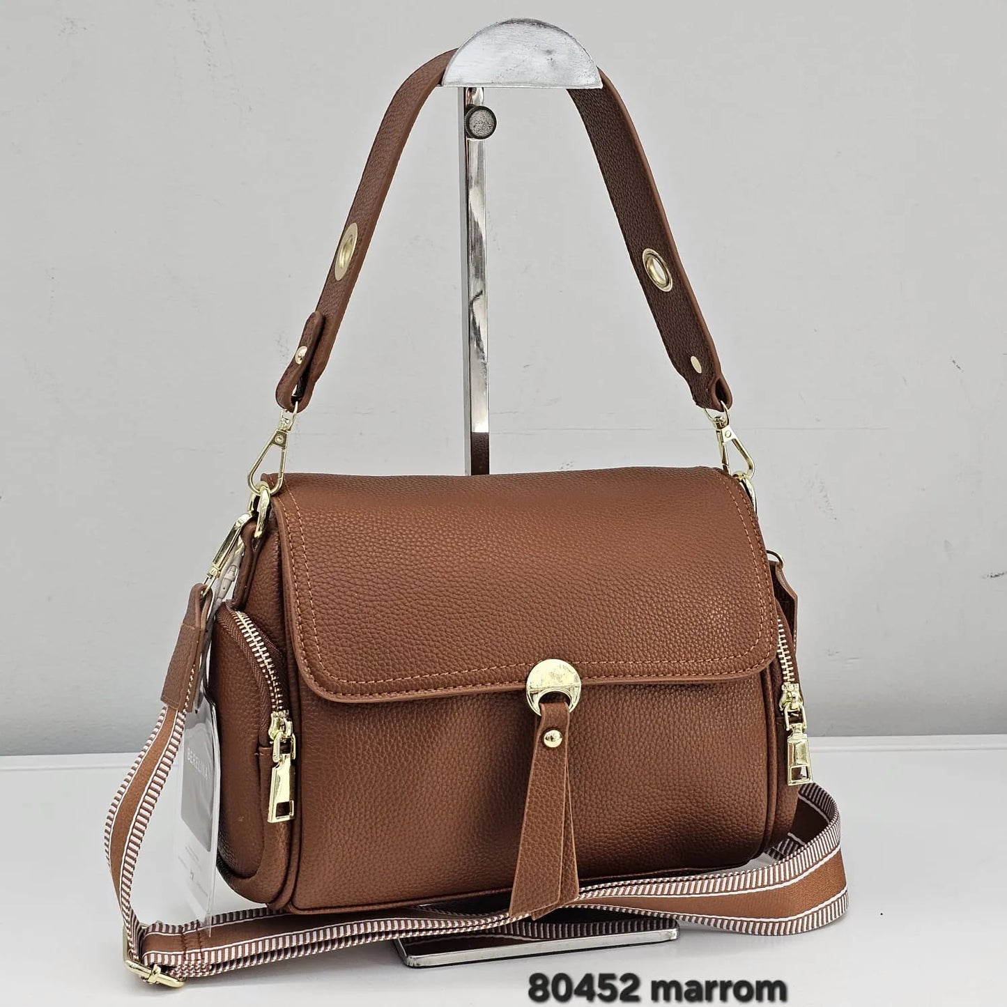 Bolsa Transversal Berelina Poliuretano PU Com Lenço Decorativo