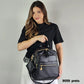 9059 Mochila Feminina Rosa Amora Urbana em PU Elegante com Porta-Moedas