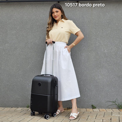 Mala de Bordo UP POP Up4you ABS Rodas Removíveis 360 Cadeado Embutido - Prata, Preto e Azul Petróleo